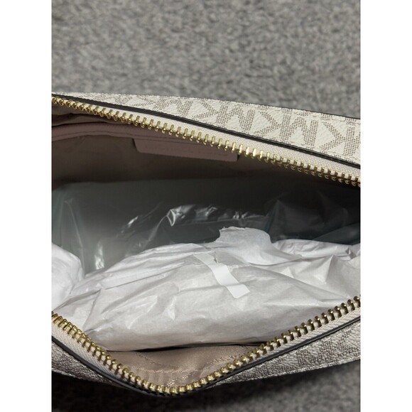 MICHAEL KORS JET SET LARGE ZIP CHAIN CROSSBODY BAG VANILLA SIGNATURE BLUSH PINK - Picture 9 of 9